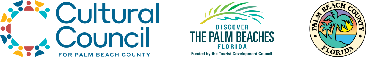 Logos of the Cultural Council for Palm Beach County, Discover the Palm Beaches, and Palm Beach County, Florida.